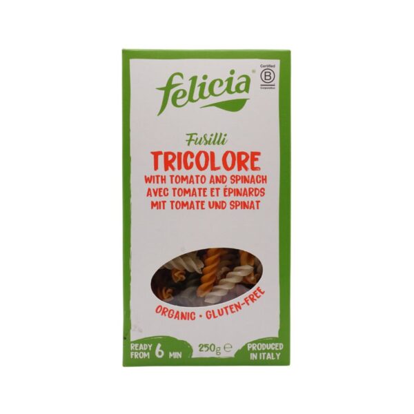 felicia bio tricolor fussili paradicsom és spenót